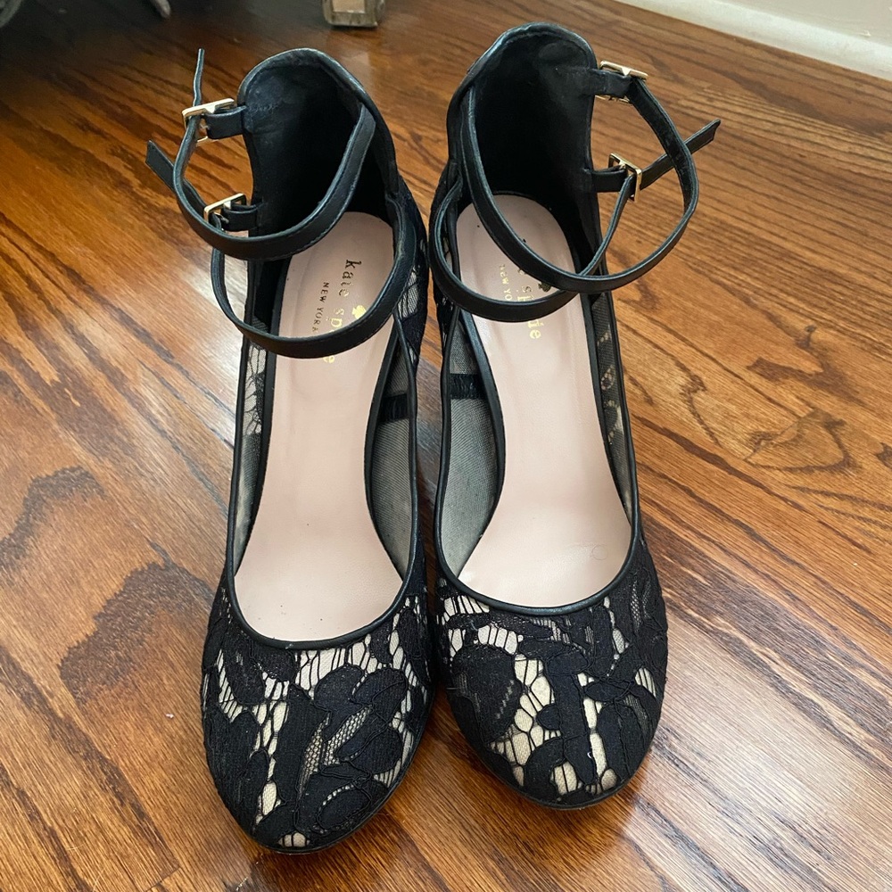 Kate Spade Baneera black lace block heels US size 9.5 M